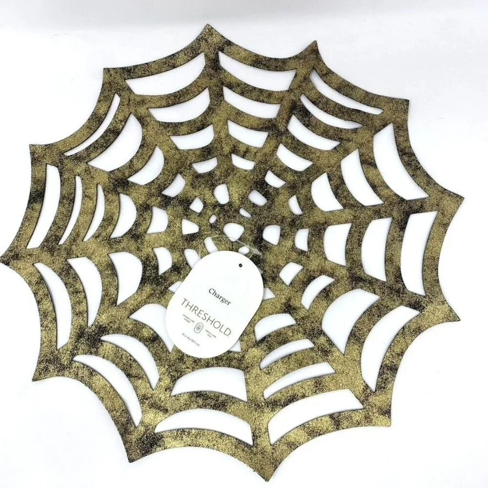 Faux Leather 2 Charger Placemats Threshold™ Black Spiderweb Halloween 15